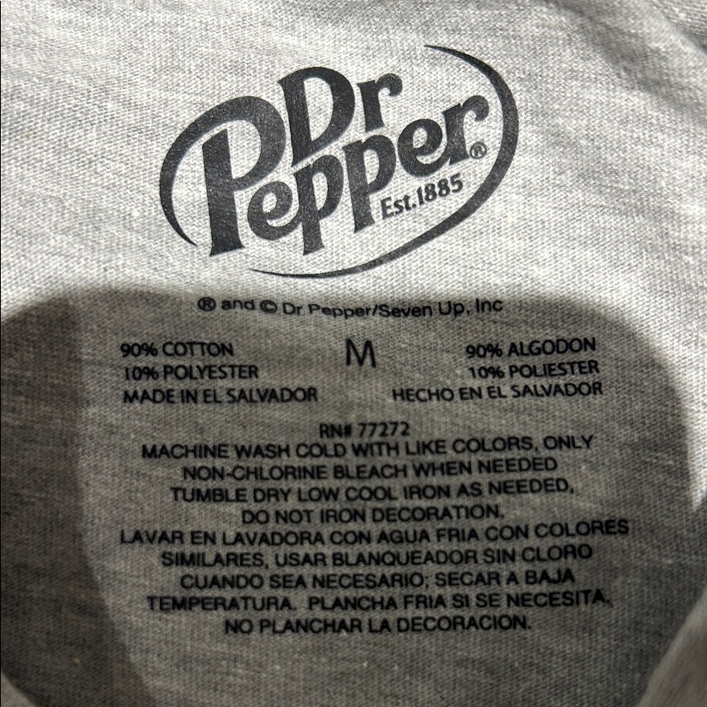 Dr Pepper Women's Short Sleeve Logo Tee - Heather Gray with Maroon Graphic - Picture 2 of 2